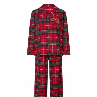 Lauren Ralph Lauren Homewear Lrl L/S Notch Collar Long Pant Pj Set Röd
