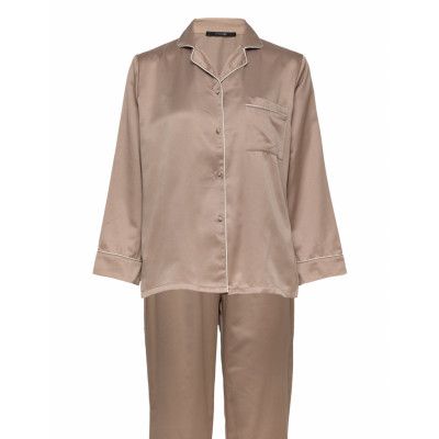Leo Sateen Pyjamas *Villkorat Erbjudande Pyjamas Beige Missya