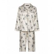 Leo Sateen Pyjamas Aop Pyjamas Creme Missya