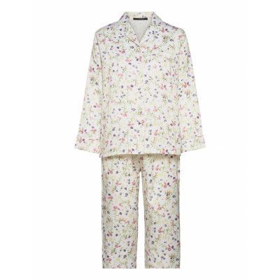 Leo Sateen Pyjamas Aop Pyjamas Vit Missya