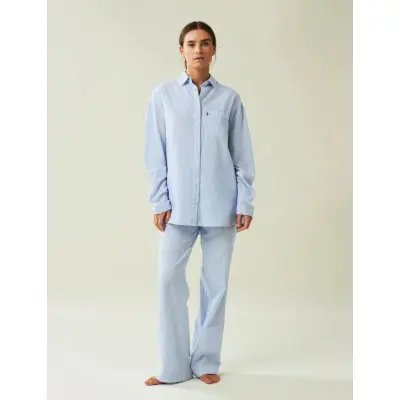 Lexington Home Icons Jennifer Organic Cotton Light Oxford Pajama - Blue - L