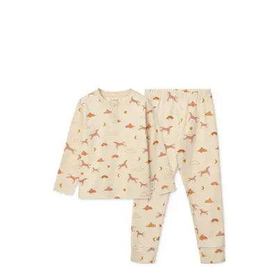 Liewood Wilhelm Printed Pyjamas Set - Beige - 140