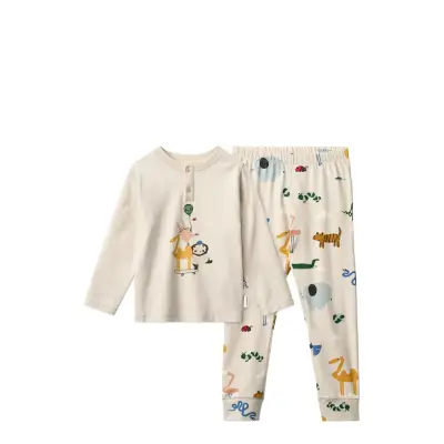 Liewood Wilhelm Printed Pyjamas Set - Cream - 110/116