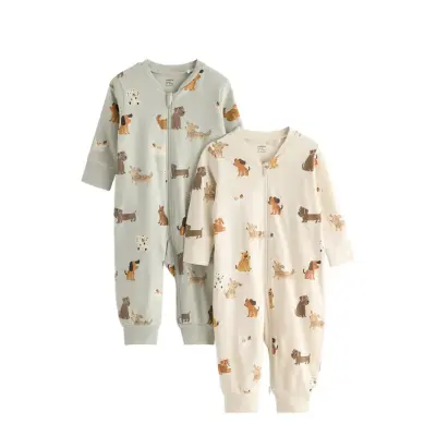 Lindex 2-Pack Pyjamas With Allover Print - Beige - 92