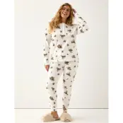 Lindex Henley Pyjama Aop - Cream - XS