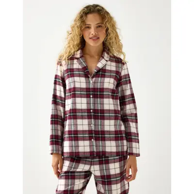 Lindex Pyjamasskjorte I Flonel - Burgundy - XS