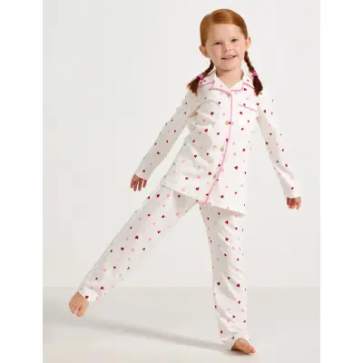 Lindex Pyjama Hearts - White - 110/116