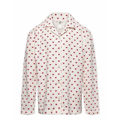 Lindex Pyjama Jacket Heart Seersucker Rosa