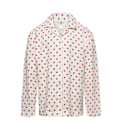 Lindex Pyjama Jacket Heart Seersucker Rosa