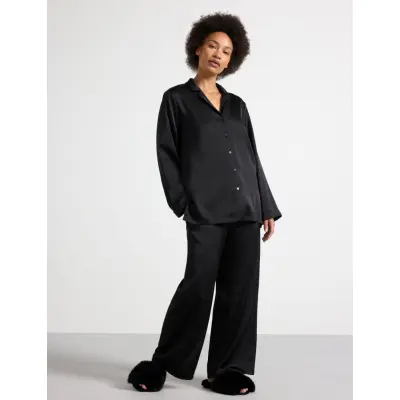 Lindex Pyjama Long Sleeve Satin - Black - S