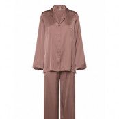 Lindex Pyjama Long Sleeve Satin Brun