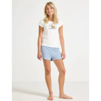 Lindex Pyjama Set Bg Hearts Dogs - White - 134/140