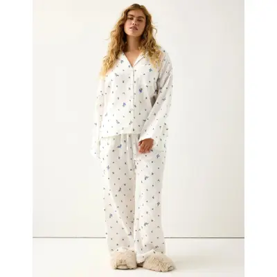 Lindex Pyjama Set Cotton Gauze - Cream - S