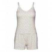 Lindex Pyjama Set Henley Shorts Vit