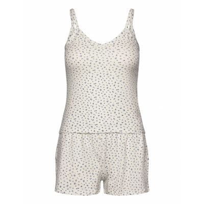 Lindex Pyjama Set Henley Shorts Vit