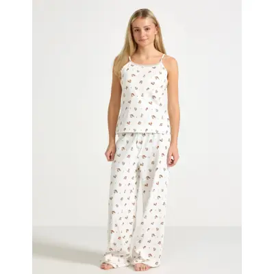 Lindex Pyjama Set Singlet Trousers Mi - Cream - 158/164