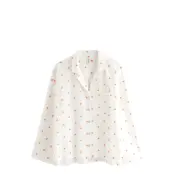 Lindex Pyjama Shirt In Seersucker - White - M