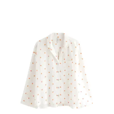 Lindex Pyjama Shirt In Seersucker - White - M
