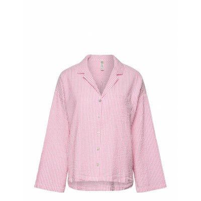 Lindex Pyjama Shirt Seersucker Rosa