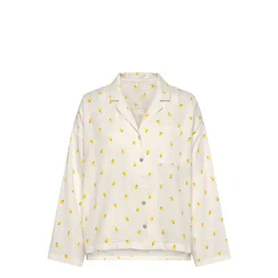 Lindex Pyjama Shirt Seersucker Vit