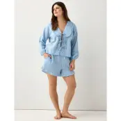 Lindex Pyjama Shorts In Seersucker - Blue - XXL