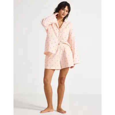 Lindex Pyjama Shorts Seersucker - Pink - XXL