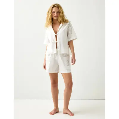 Lindex Pyjama Shorts - White - L