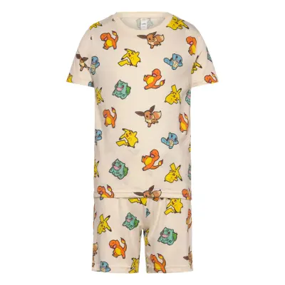 Lindex Pyjama Tee Shorts Pokemon Beige