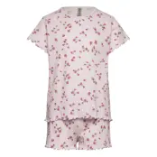 Lindex Pyjama Tee Shorts Set Aop Flow Lila