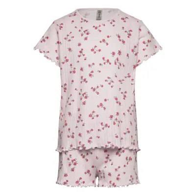 Lindex Pyjama Tee Shorts Set Aop Flow Lila