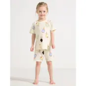 Lindex Pyjama Tee Shorts Set Aop Summ - Multi/patterned - 128/134