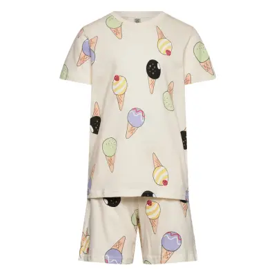 Lindex Pyjama Tee Shorts Set Aop Summ Multi/patterned