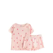 Lindex Pyjama Tee Shorts Strawberry Rosa