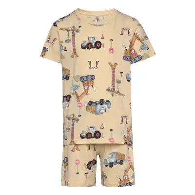 Lindex Pyjama Tee Shorts Vehicle Boat Beige