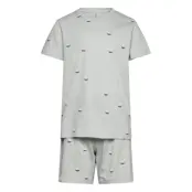 Lindex Pyjama Tee Shorts Vehicle Boat Blå