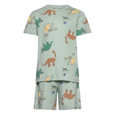 Lindex Pyjama Tee Shorts Vehicle Boat Blå