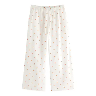 Lindex Trousers Pyjama Seersucker - White - XXL