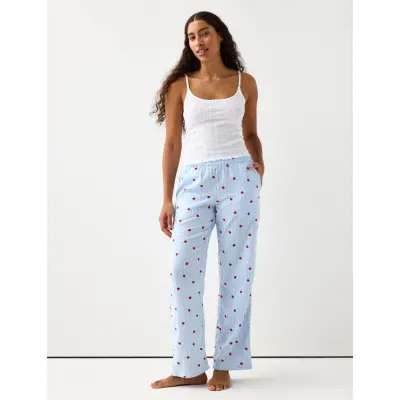 Lindex Pyjama Trousers Light Woven - Blue - S