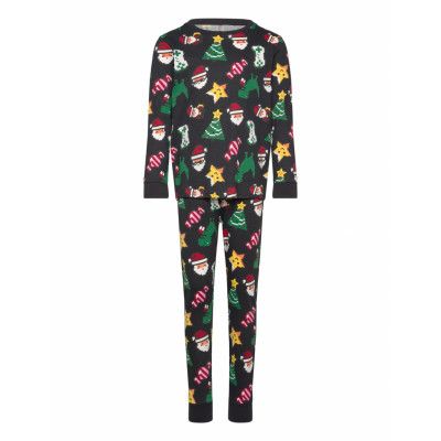 Lindex Pyjamas Set All Over Print Svart