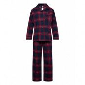 Lindex Pyjamas Set Flannel Marinblå