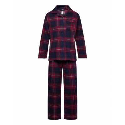 Lindex Pyjamas Set Flannel Marinblå