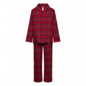 Lindex Pyjamas Set Flannel Röd