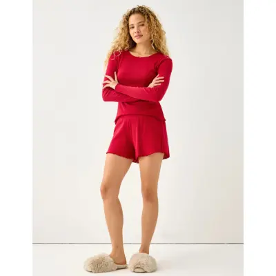 Lindex Pyjamas Set Pointelle With Let - Red - L