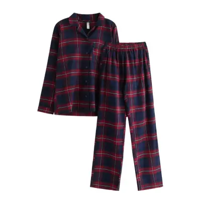 Lindex Pyjamasset I Flanell Marinblå