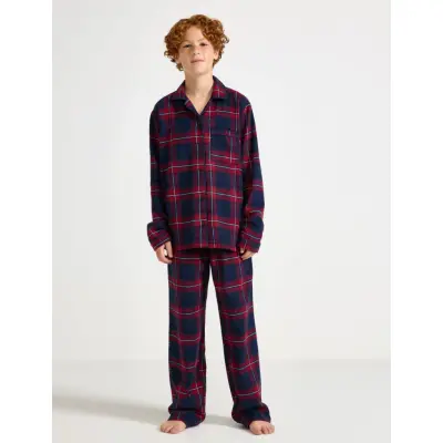 Lindex Pyjamasset I Flanell - Navy - 170