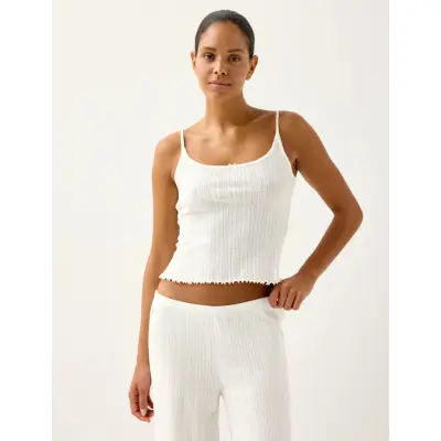 Lindex Pyjama Top In Pointelle - Cream - S