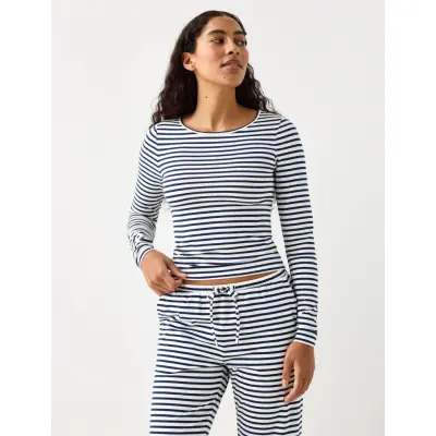 Lindex Top Pyjama Long Sleeve Jersey - White - L