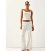 Lindex Wide Pyjama Trousers In Pointelle - Pink - M