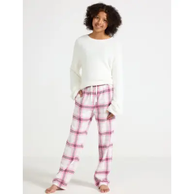 Lindex Pyjama Trousers In Flannel - Pink - 158/164