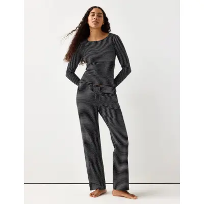 Lindex Trousers Pyjama Jersey Wide Le - Black - L